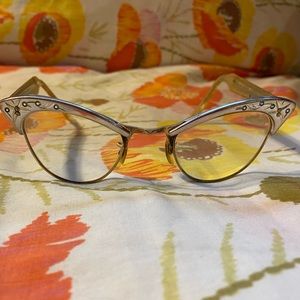 Vintage American Optical Silver and Rhinestone Cat Eyes Eyeglass Frame